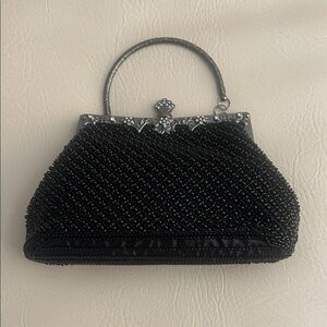 Neiman Marcus Victorian Elegant Black Beaded Handbag